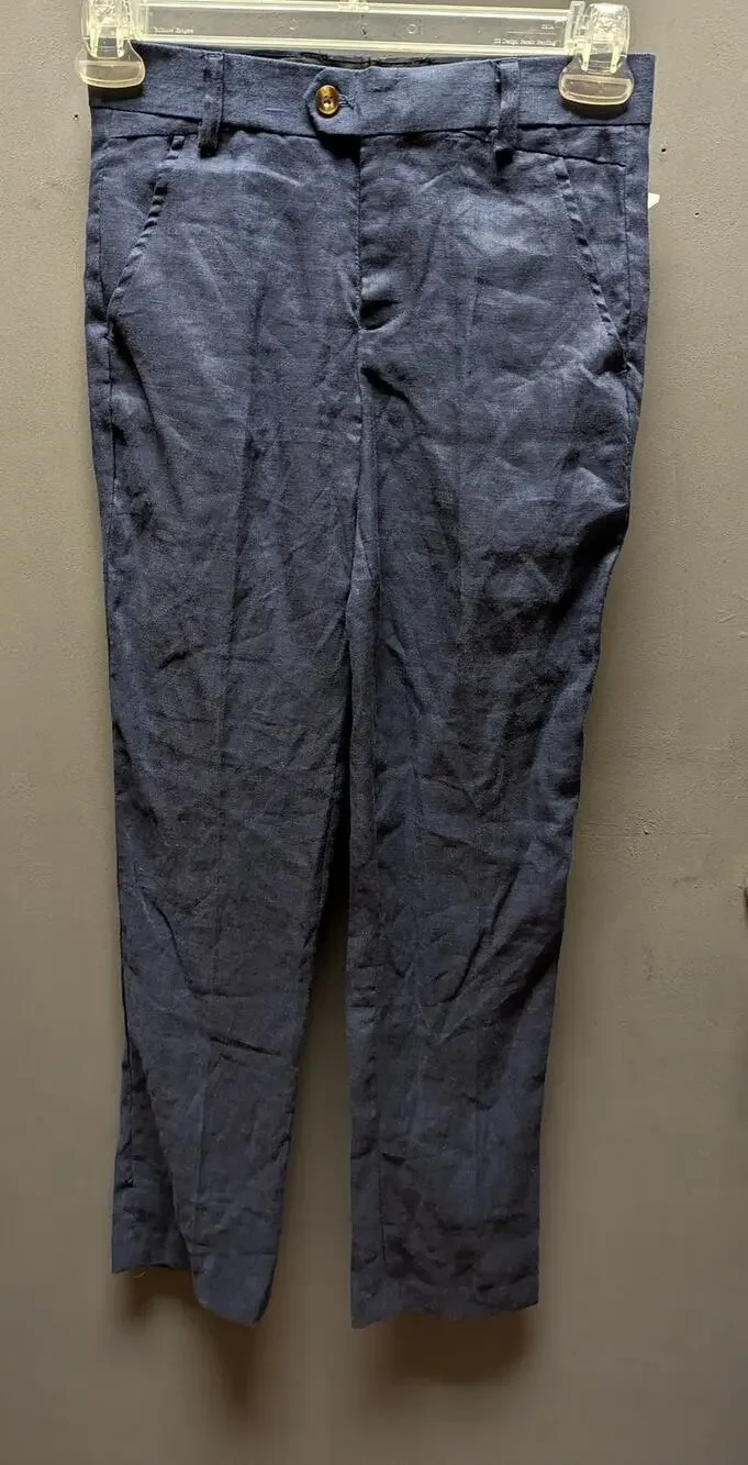 Isaac Mizrahi Kids New York Boy's Flat Front Dress Pants Size 14 blue LINEN NWT